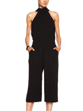 McQ by Alexander McQueen Black Poly Crepe Zipped Jumpsuit